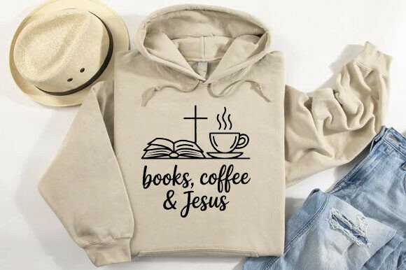 Book Coffee Jesus PNG: Christian T-Shirt Designs