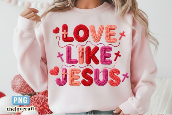 Crochet Pink Love Like Jesus Panel PNG for T-Shirt Designs