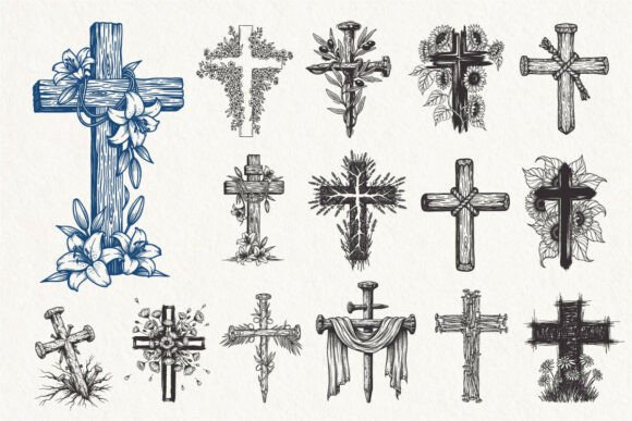 Floral Jesus Cross SVG Bundle for T-Shirt Designs