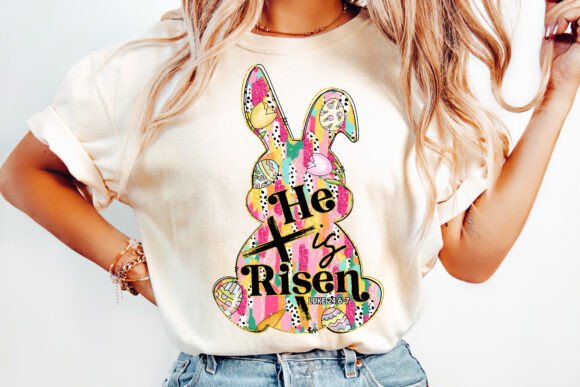 He is Risen Christian Easter Bunny PNG for T-Shirt Designs