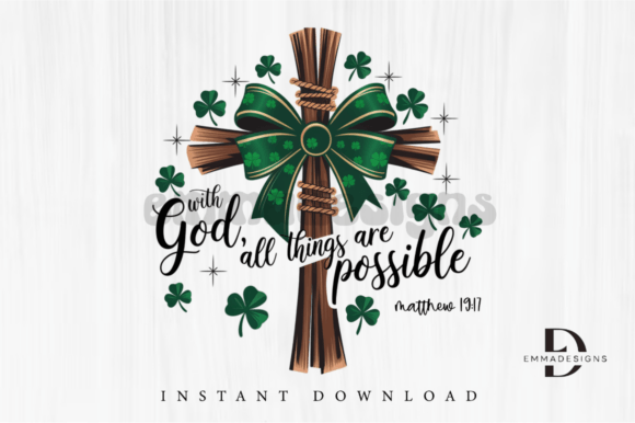St. Patrick’s Day Christian Cross PNG for T-Shirt Designs
